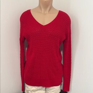 Red V-Neck Women's Sweater